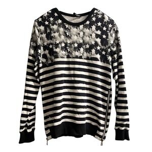 Balmain Sweatshirt Black Stars Stripes American Flag Pullover Mens S Patriotic